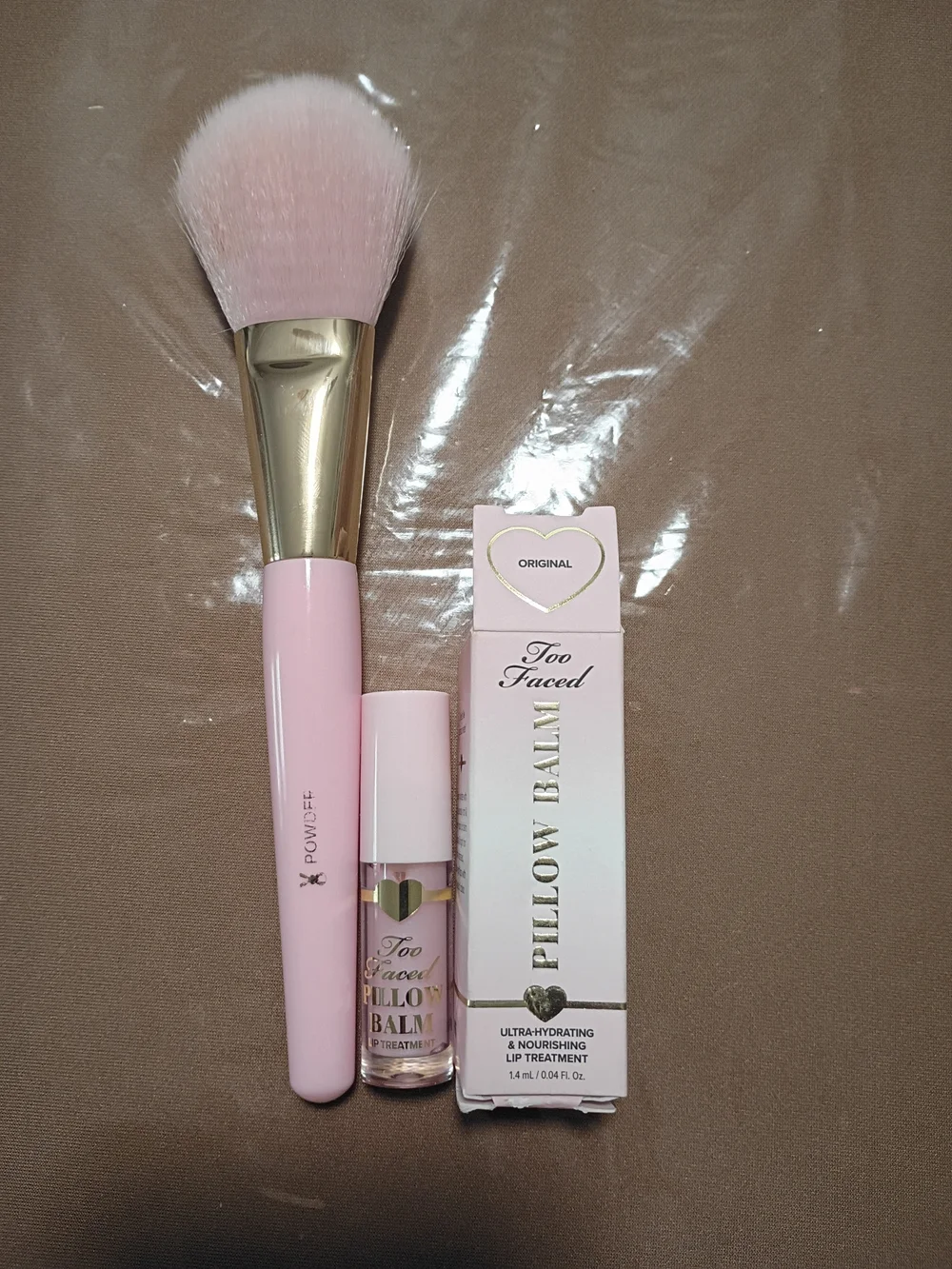 Too Faced Pillow Balm Lip Treatment & Pink Powder Brush Duo